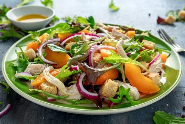 Chicken salad and peaches