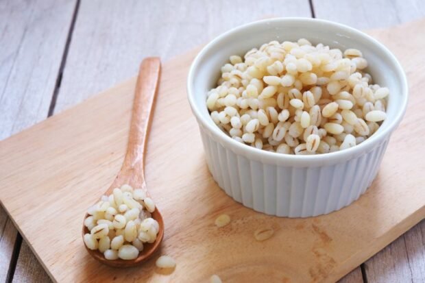 Classic pearl barley porridge on water