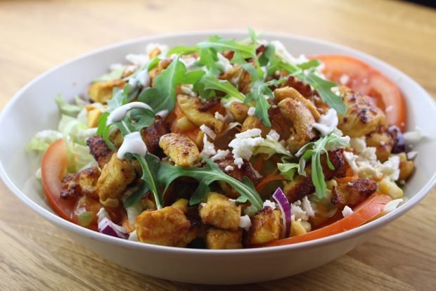 Fried chicken and feta salad