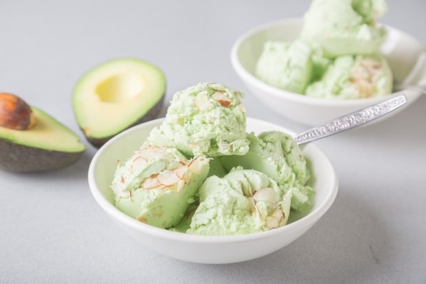 Homemade ice cream from avocado