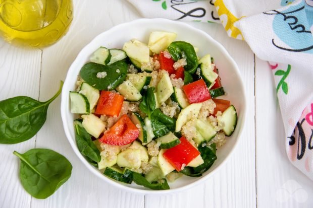 Salad with fresh vegetables and cinema