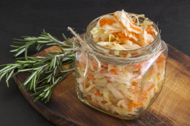 Sauerkraut in a bank for the winter